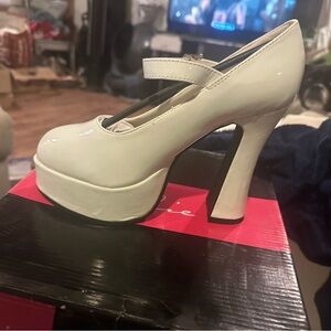 Ellie White Mary Jane Patent Leather Pumps -  High Heel Women Shoes